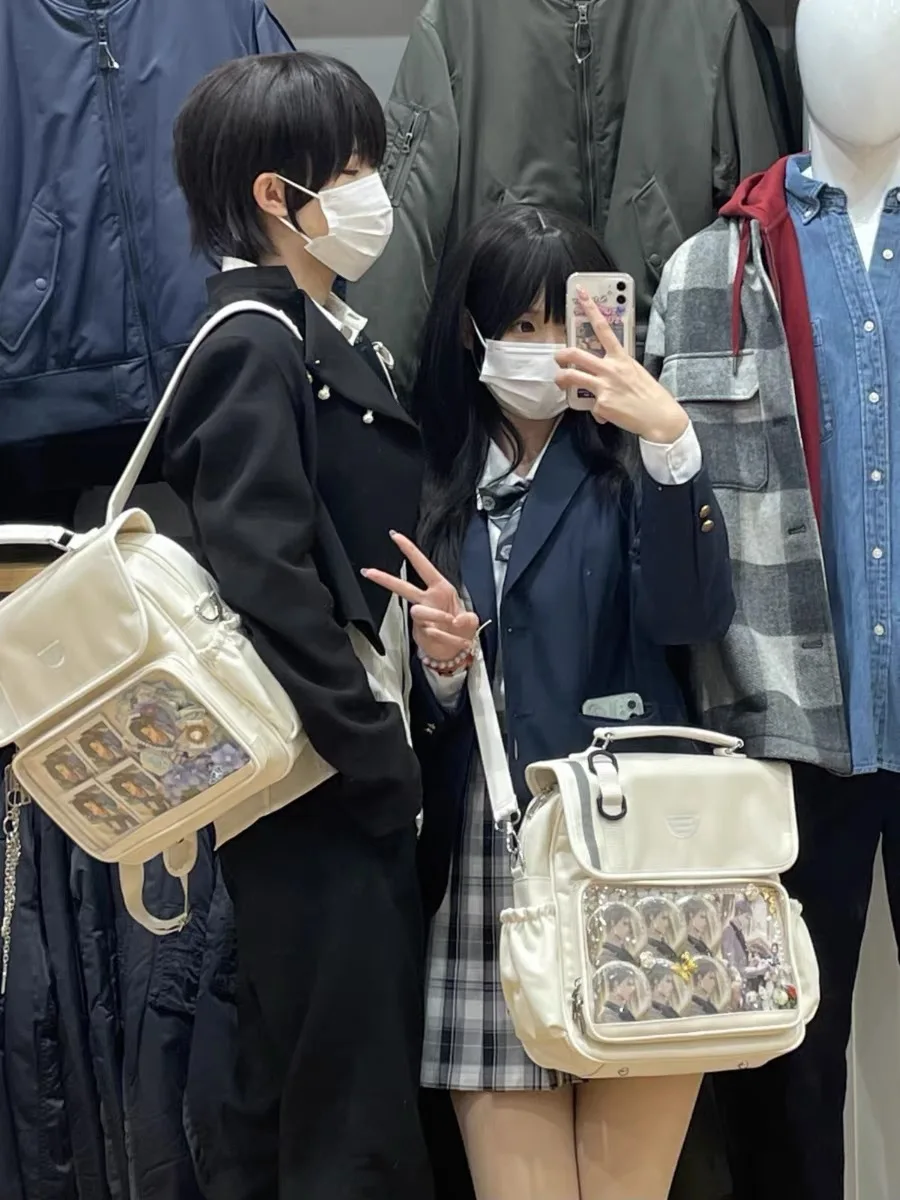 JIAERDI Preppy Style Summer School Bags Aesthetic Transparent Backpacks For Women Popular Canvas Rucksack Mochila Mujer Ita Bag