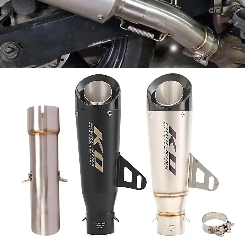 

51mm Muffler Slip On For SUZUKI SV650 Sv 650 2003-2015 Motorcycle Exhaust Pipe Mid Link Tube 310MM Escape Without DB Killer