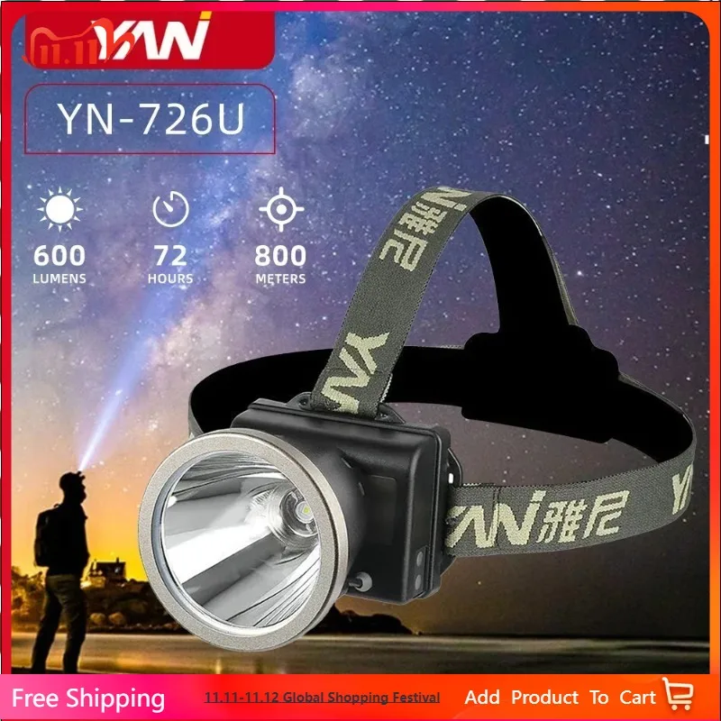 

YN-726U Portable Led Headlamp 3 Lighting Modes Rechargeable Headlamp Super Bright Flashlight Light for Outdoor Camping Fishing