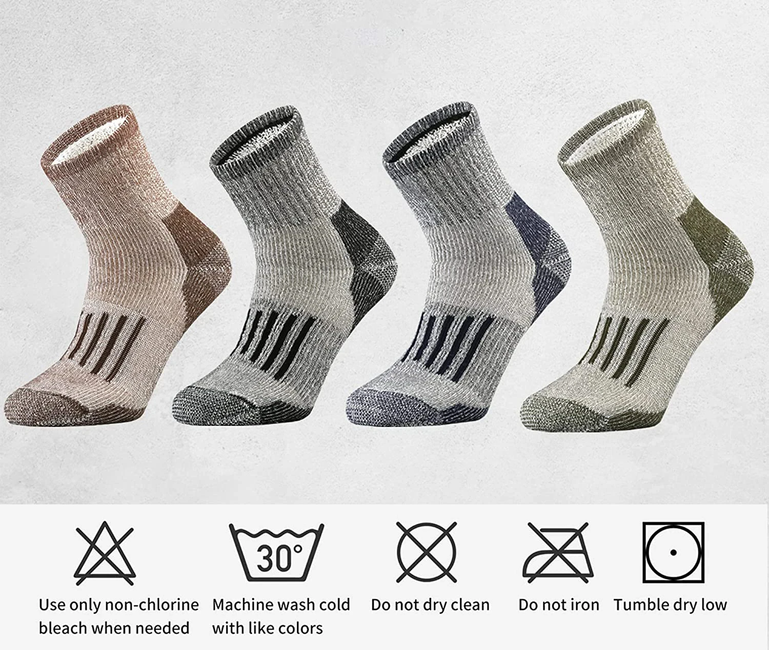 4 Pairs Merino Wool Socks Thicken Warm Hiking Cushion Crew Socks For Men Women Wool Sports Socks Moisture Wicking Euro Size