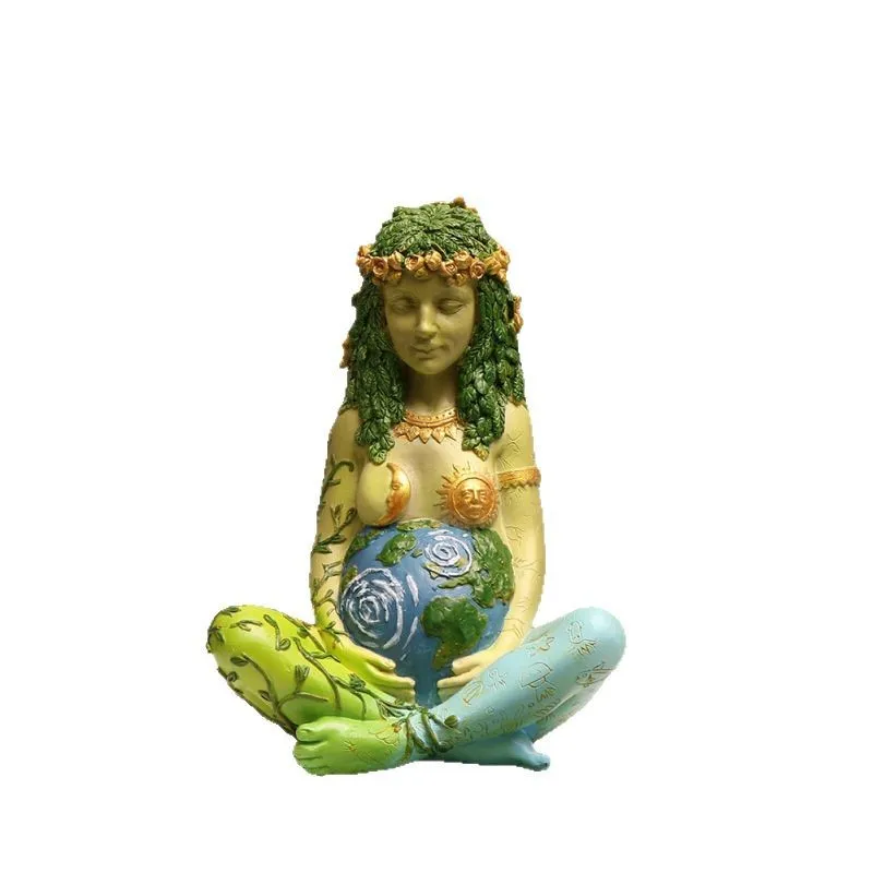 غايا الأرض الأم تمثال اليدوية الراتنج آلهة ديكور المنزل النمط الأوروبي الحرفي وضعت النحت صديقة للبيئة ديكور المنزل هدية