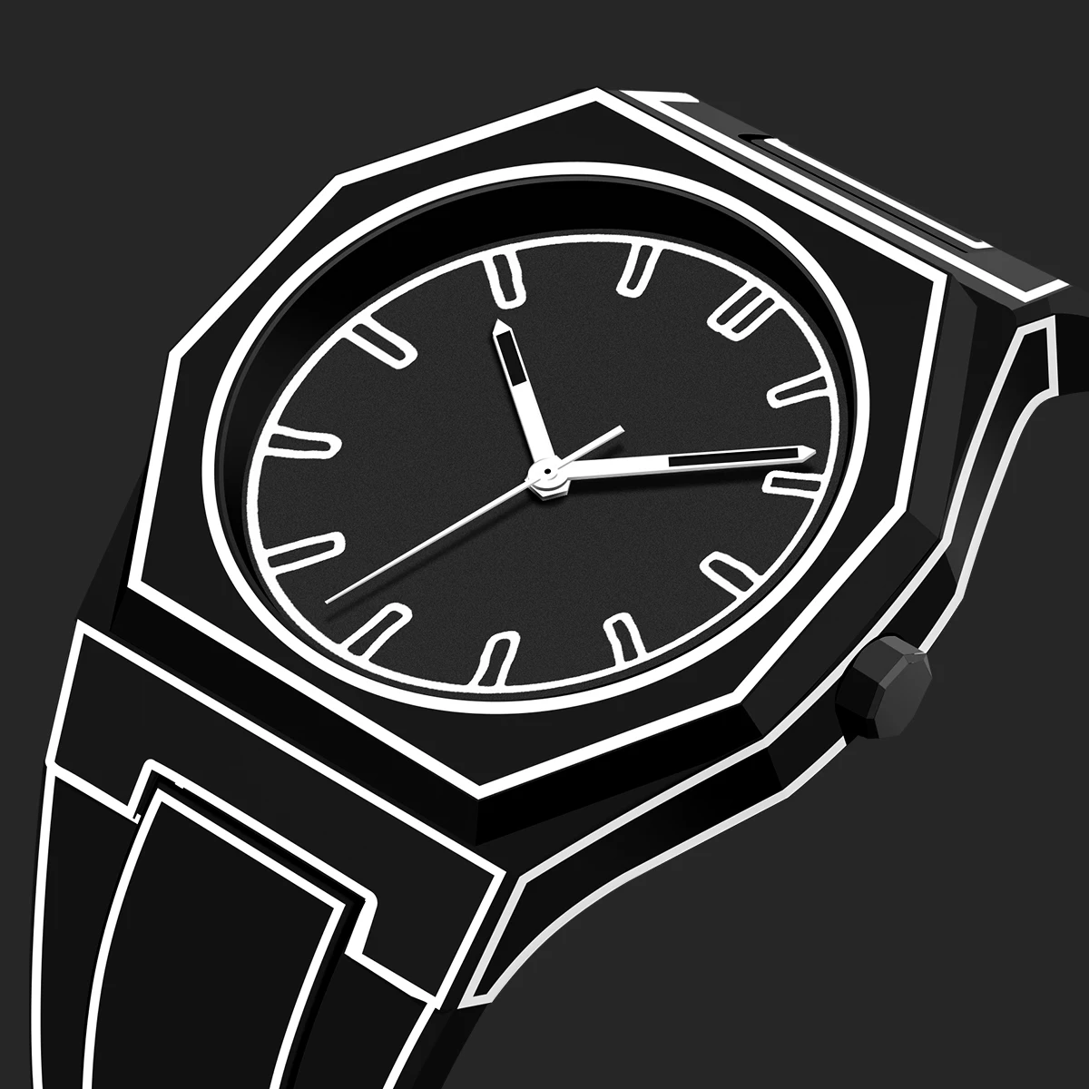 Men's Quartz Watch 3D Sketch Quartz Watch Anime Style Sports Watch