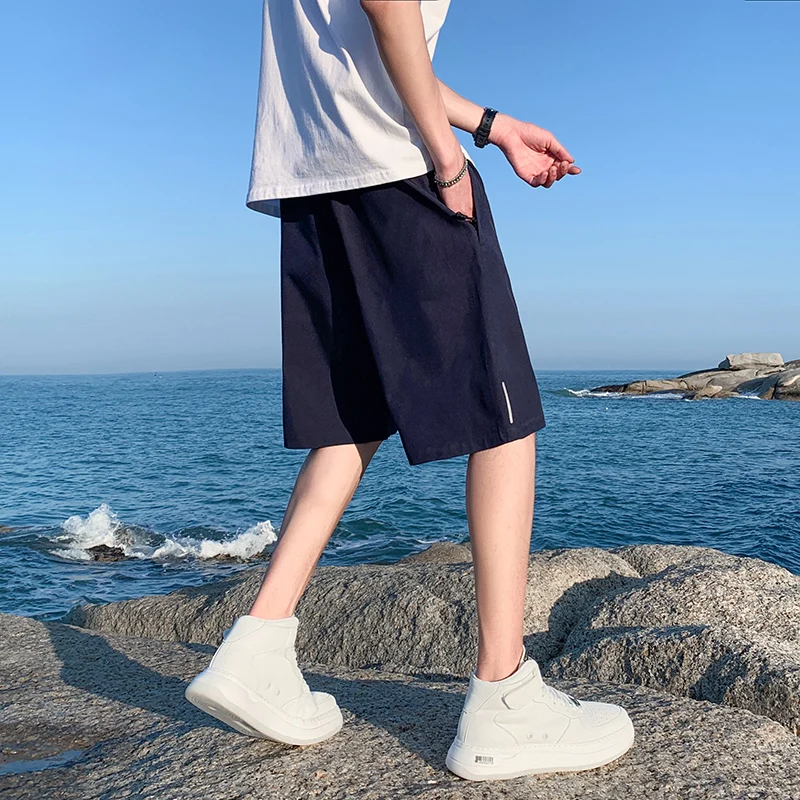 

2023 Summer New Men's Casual Beach Shorts Quick-Dry Soild Straight Fashion Shorts Thin Soft Sports Short Pants