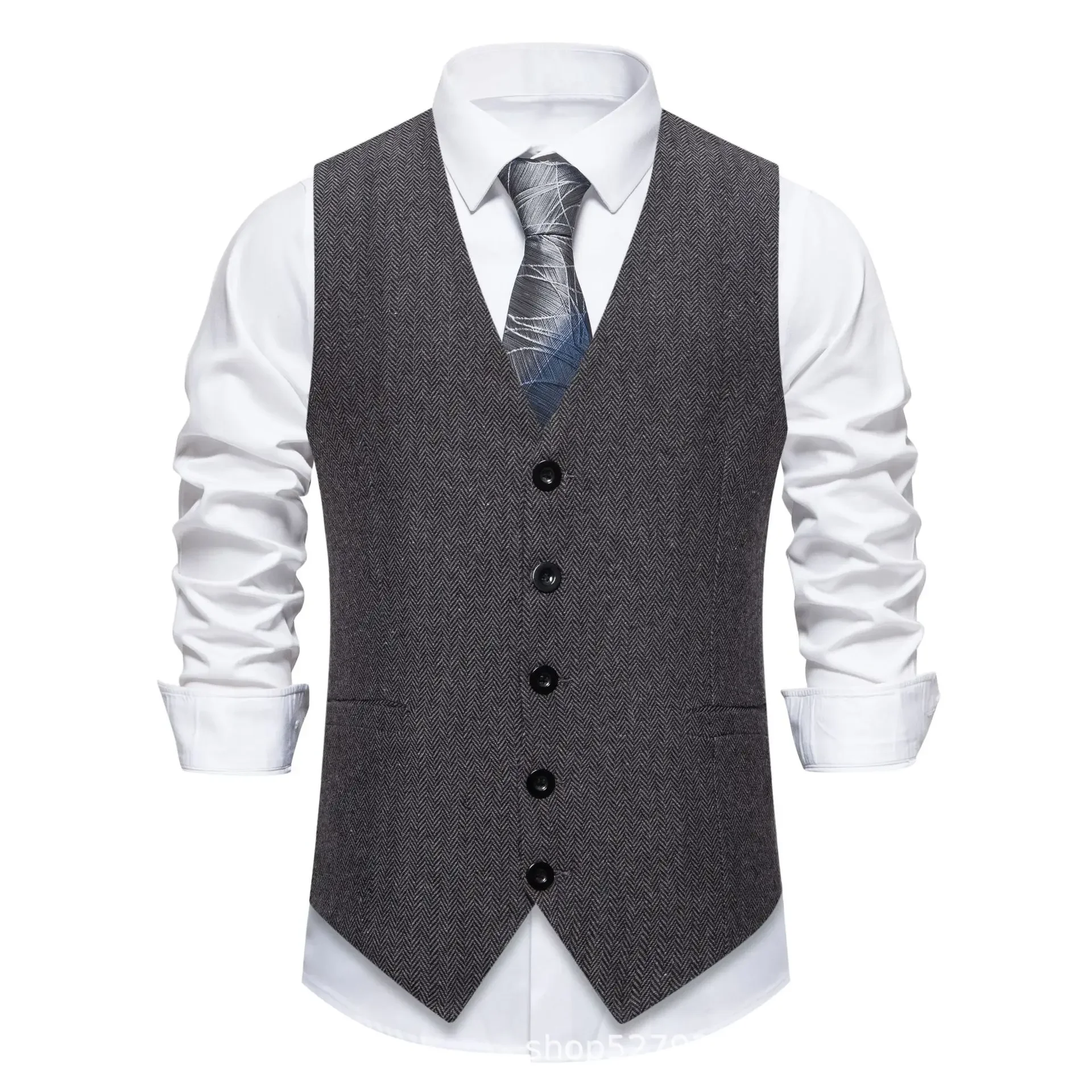 Blue Men Plaid Vest, Sleeveless Single Breasted V-Neck Suit Vests, Wedding/Party/Business/Office Waistcoat, Europe Size S-XXL