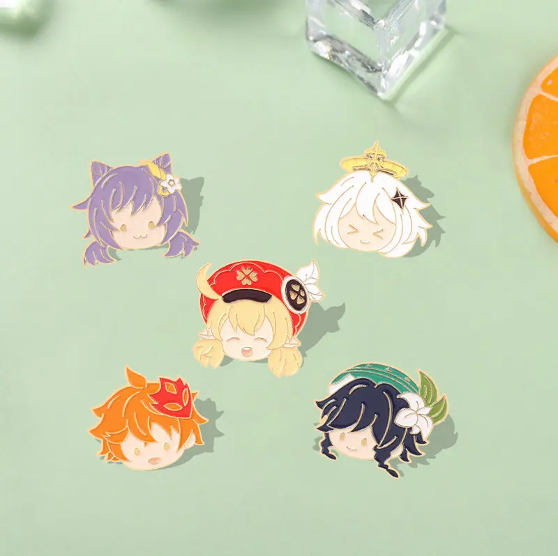 

5style Genshin Impact Enamel Pin Custom Chibi Tartaglia Klee Paimon Venti Keqing Brooch Game Lapel Badge Anime Jewelry Gift Fans