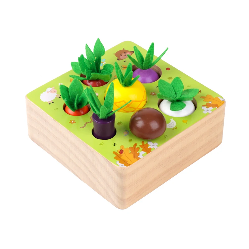Montessori Early Education Wooden Toys  Carrots Farm Vegetable Fruit Learning Cognition Educational Toys for  Gift