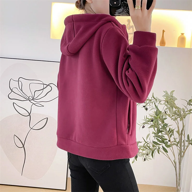 เสื้อผู้หญิงHoodedเบาะกีฬาFir 2025 ฤดูใบไม้ผลิฤดูใบไม้ร่วงใหม่กลางแจ้งหลวมเสื้อสเวตเตอร์ถักแขนยาวOutwearเสื้อสุภาพสตรี