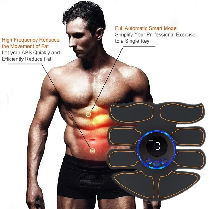 EMS 복부 근육 자극기 피트니스 ABS 팔 훈련 패치, 근육 운동 기구, USB 충전, 가정 남성