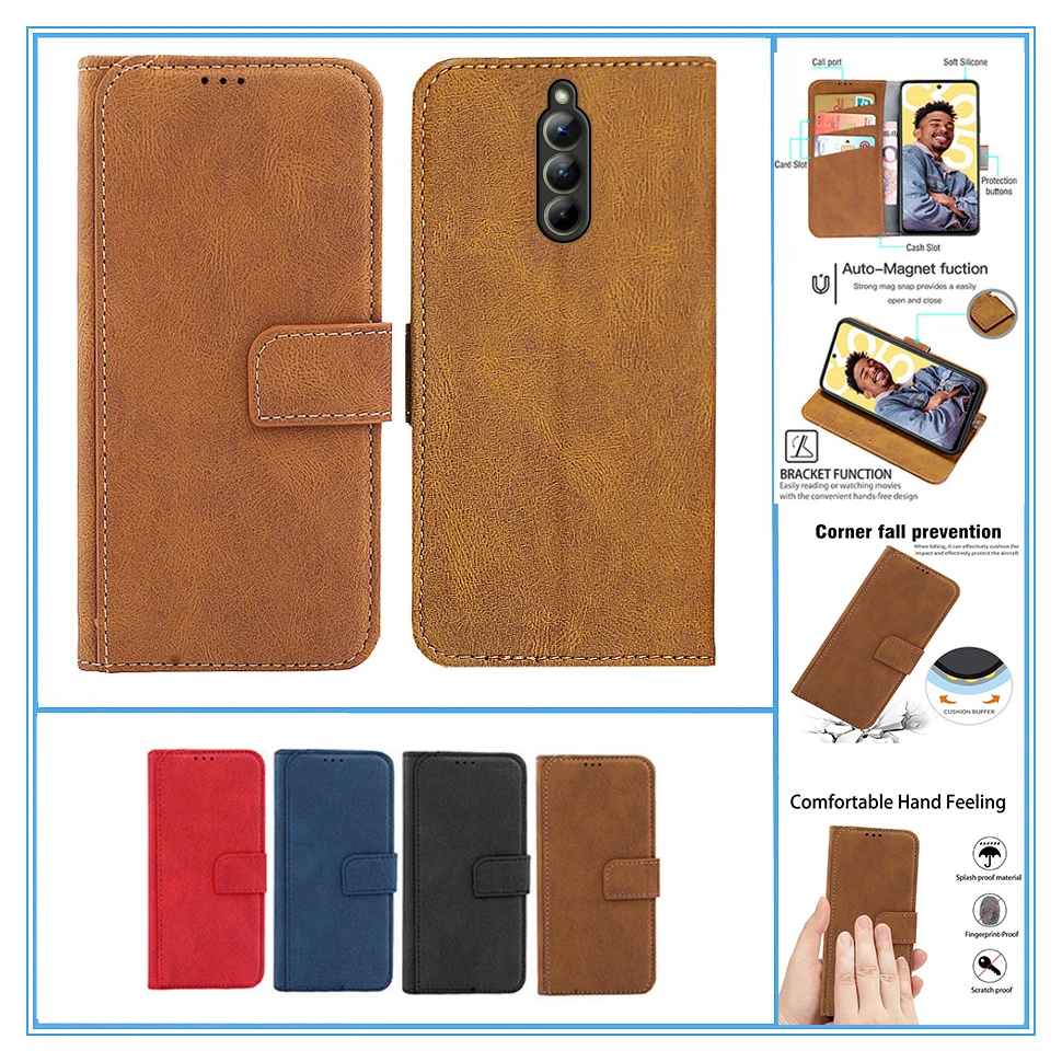 Capa de couro tipo carteira para ZTE nubia Red Magic 8 Pro, Etui RedMagic 8 Pro, Capa para celular Red Magic 8s Pro Plus Pro+ 5G.