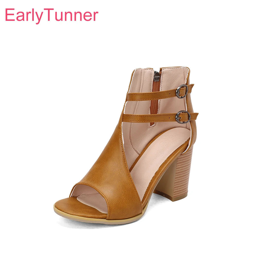 

Новинка лета 2024, удобные коричнево-бежевые женские сандалии, популярные женские модельные туфли на высоком каблуке, большие размеры 11, 31 42, 48 50