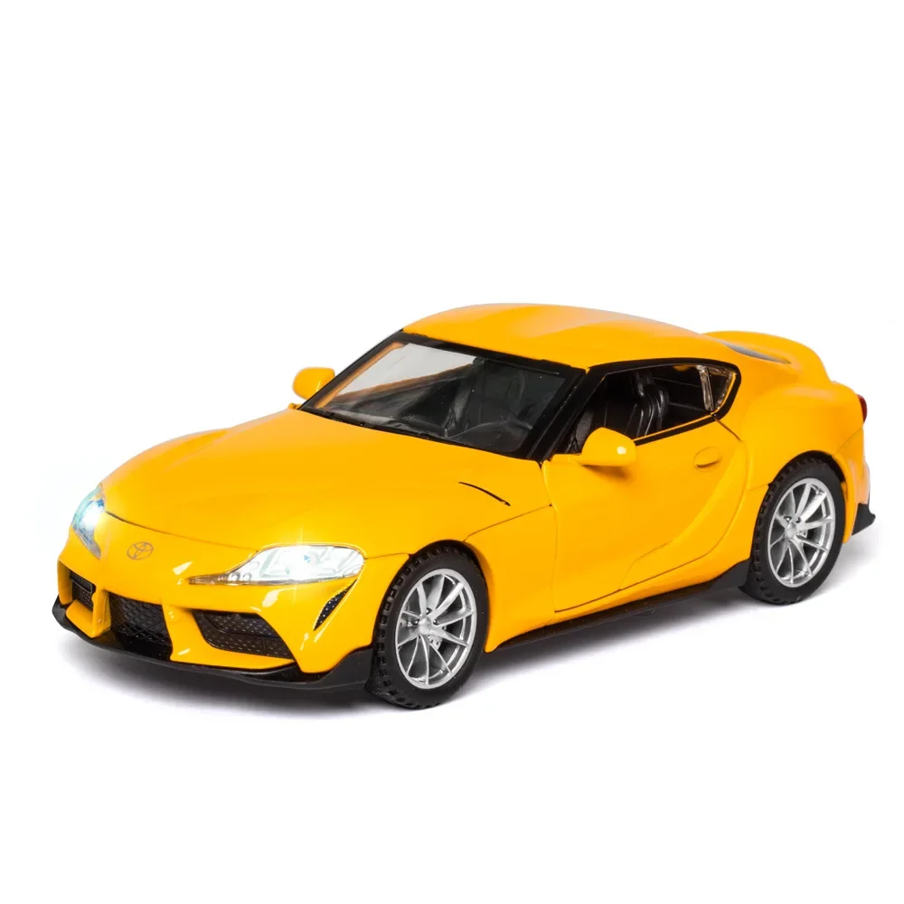 1:32 GR Supra Sport Car, precyzyjny model z odlewu metalowego, symulacja dźwięku i świateł, napęd na sprężynę, zabawka kolekcjonerska dla dzieci, prezent