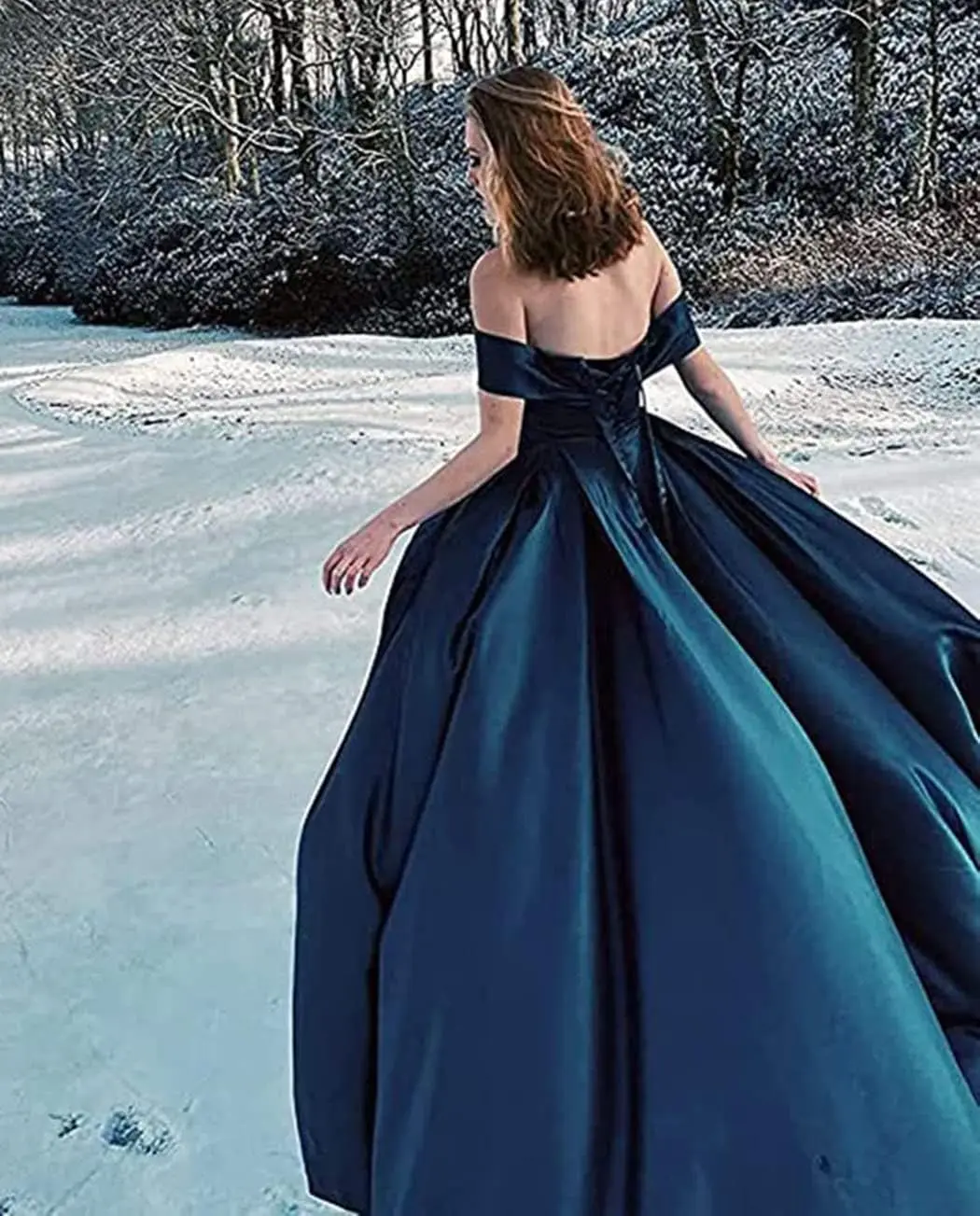 サテン オフショルダー プロムドレス 2025 ロングスリット サテンフォーマルドレス イブニングボールガウン プロムドレス ブライズメイドドレス