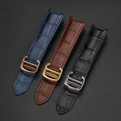 Genuine Leather Watch Strap for Cartier Pasha Series Special Concave Watchband Men Women Black Brown 21x15m 20x12mm 18x10mm