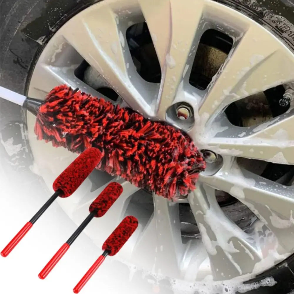 

Bendable Design Car Wheel Detailing Brush Long Handle Woolies Car Rim Tire Wash Brushes Plush Material