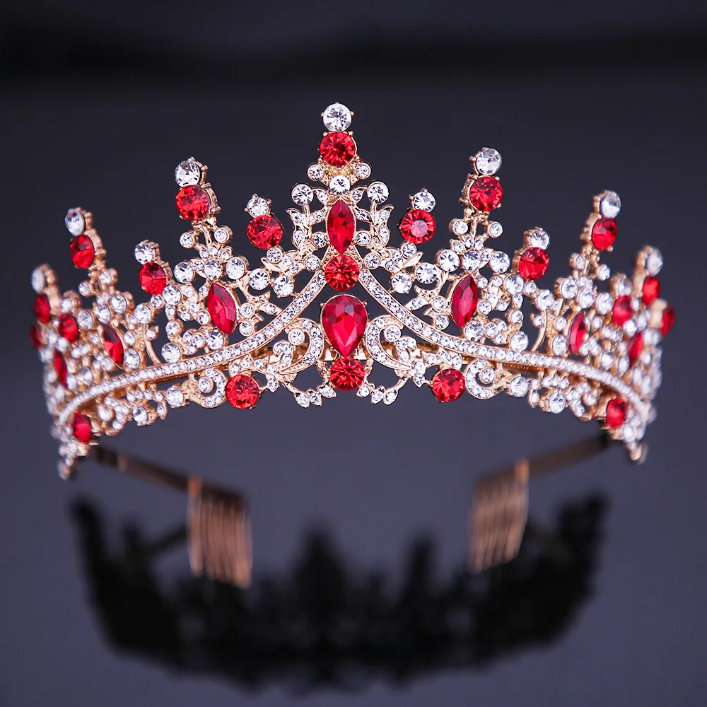 DIEZI Baroque 6 Colors AB Crystal Crown Tiara For Women Wedding Party Bride Headwear Hair Dress Accessories Rhinestone Tiaras