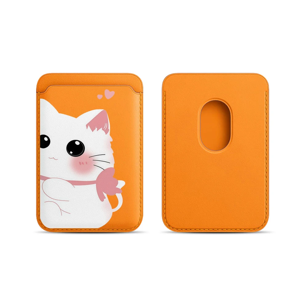 Elegante Katzen-Leder-Kartenhalter-Handyhülle für Magnetische Hüllen, Geeignet für alle iPhone Magsafe-Karten-Handy-Rückseiten-Taschen – Detail 10