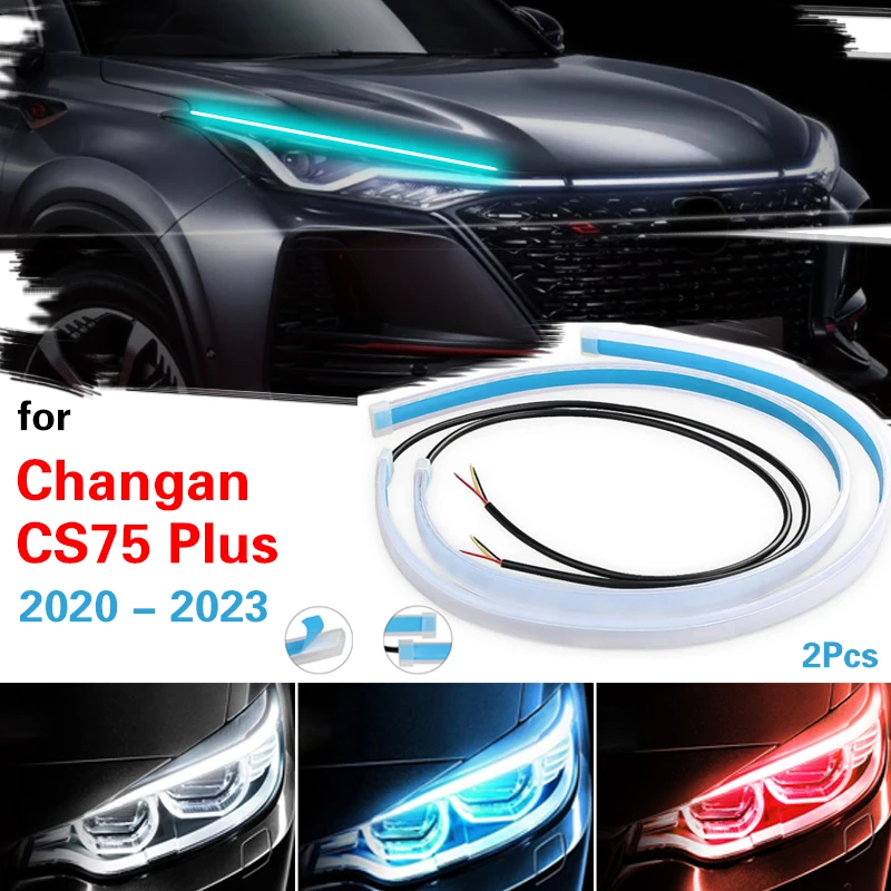 

For Changan CS75 Plus 2020-2023 Drl LED Lighting Strip Daytime Running Lights Flexible Waterproof Strip Light 12V Auto Headlight