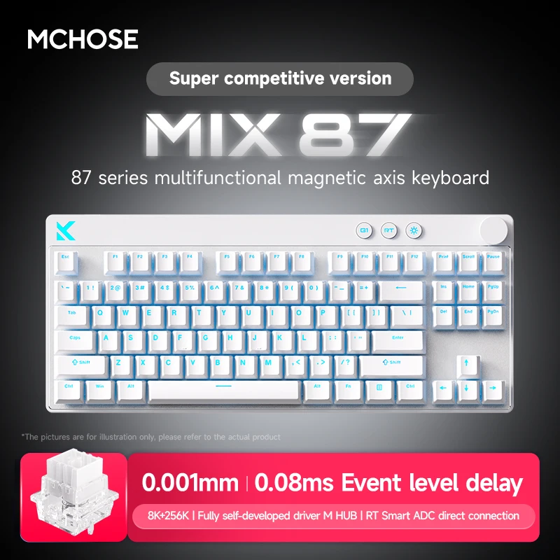 MCHOSE MIX87 Bedraad gamingtoetsenbord Magnetisch schakelaartoetsenbord 8K + 256K Esport 0,08 ms Lage latentie E-Sports Aangepaste gameraccessoires