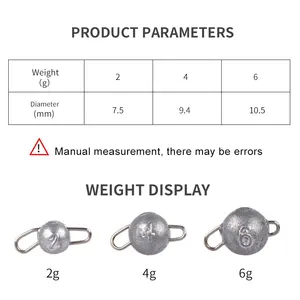 10 pçs gancho agravado gabarito cabeça 2g 4g 6g bala de água profunda peso isca macia iscas pingente de pesca equipamento de pesca 8 principais vendas cabecote de pesca - №6