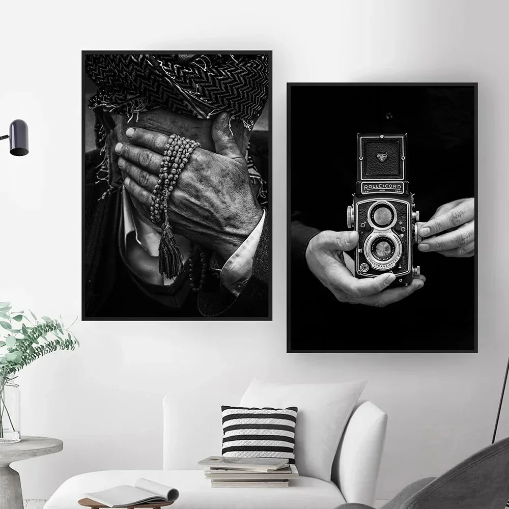 أسود أبيض خمر كاميرا كرد صورة الشمال الملصقات والمطبوعات الرسم على لوحات القماش الجدارية صور لغرفة المعيشة ديكور المنزل