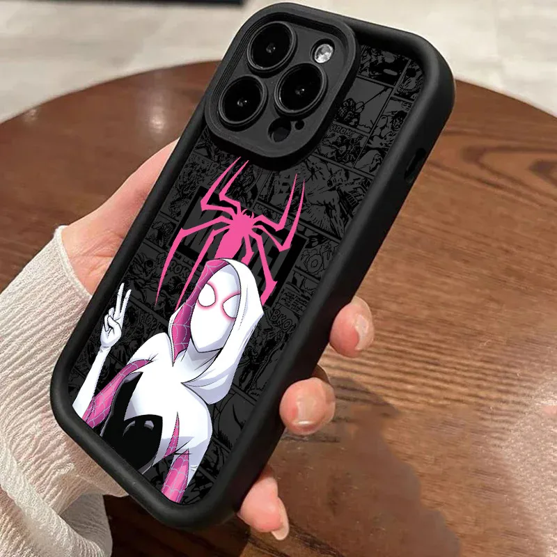 

Spider Gwen Silicon Case For iPhone 17 11 15 16 13 Pro Max 14 Plus 12 Pro 16E 17AIR Phone Cover Spiderman Miles Morales Marvels