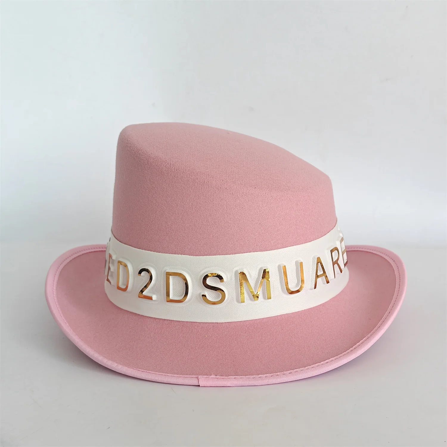 

2025 Pink Fedora Hat Men's and Women's Beveled Top Hat High Top Gentleman Derby Hat Felt Magic Hat President Hat Party Hat