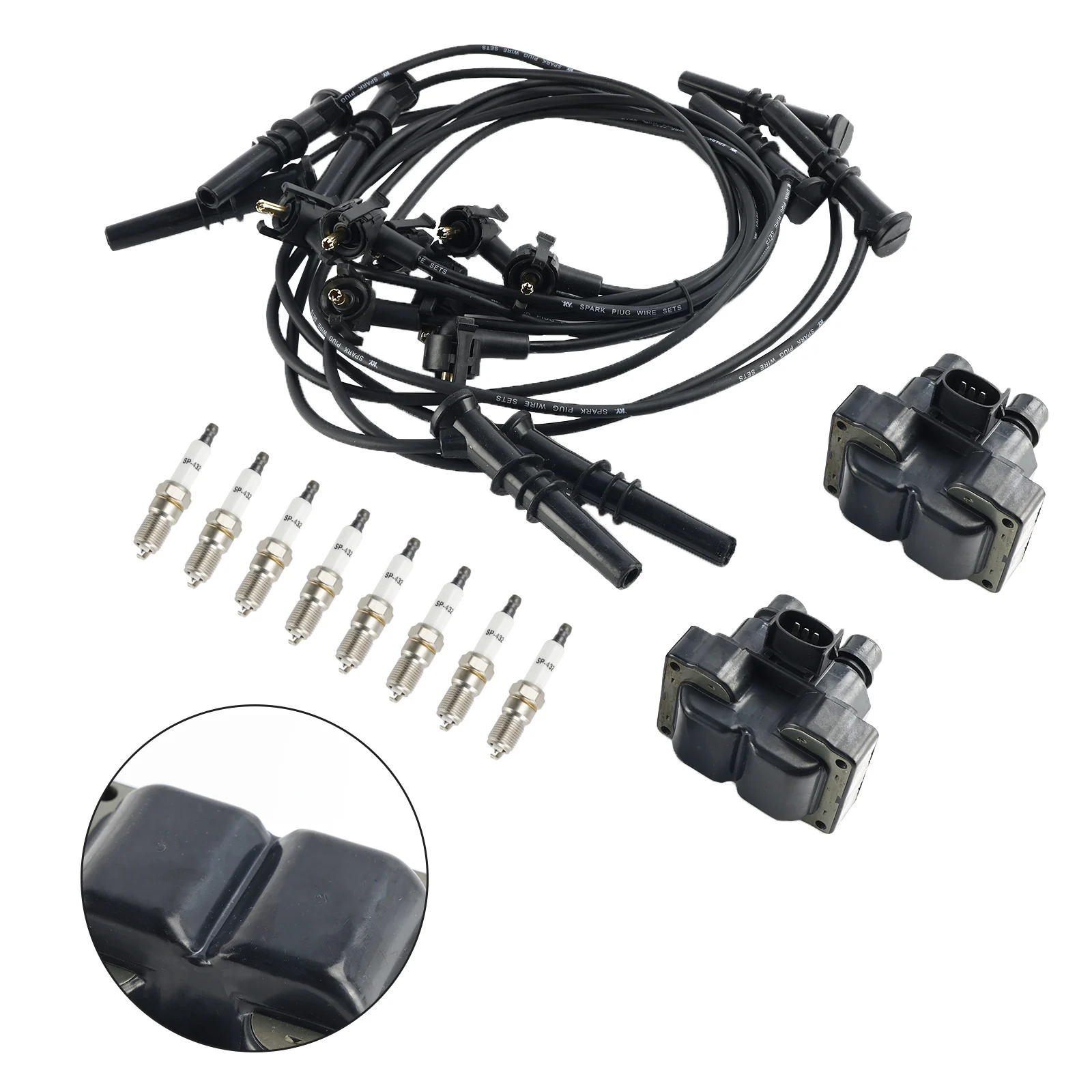 Artudatech 2 Ignition Coil Pack 8 Spark Plugs and Wire Set FD487 SP432 For Ford Expedition