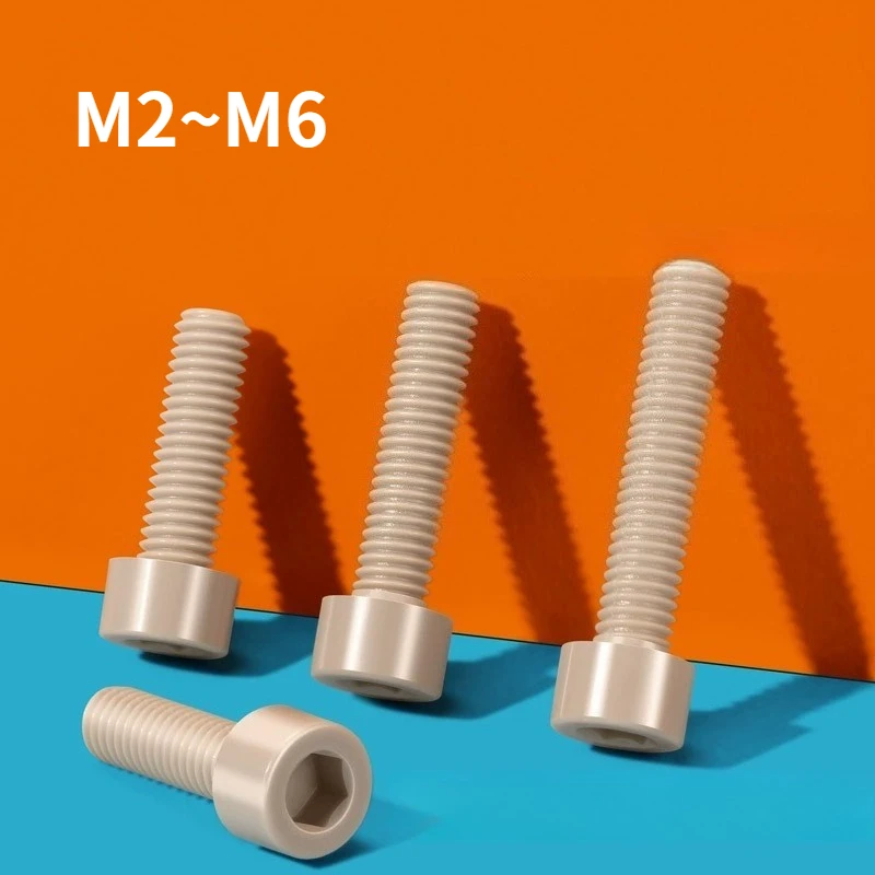 M2 M2.5 M3 M4 M5 M6 PEEK High-Strength-Temperature Resistant Hexagon Hex Socket Smooth Cap Head Allen Screw Bolt