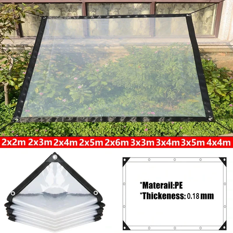 Transparent Outdoor Tarpaulin 0.18mm PE Rainproof Garden Plant Cover Gazebo Pergola Canopy Dog Pet Window Windproof Awning