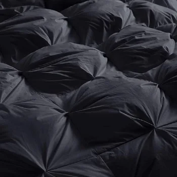 奢華四季鵝絨纖維被芯,加州特大號,精緻褶皺設計,優質布料 10 最佳銷售 黑色被褥套裝 - №9
