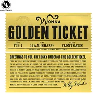 Wonka Golden Ticket Charlie Chocolate Factory Gold Foil Plastic Card Art Collection Memorial Gift