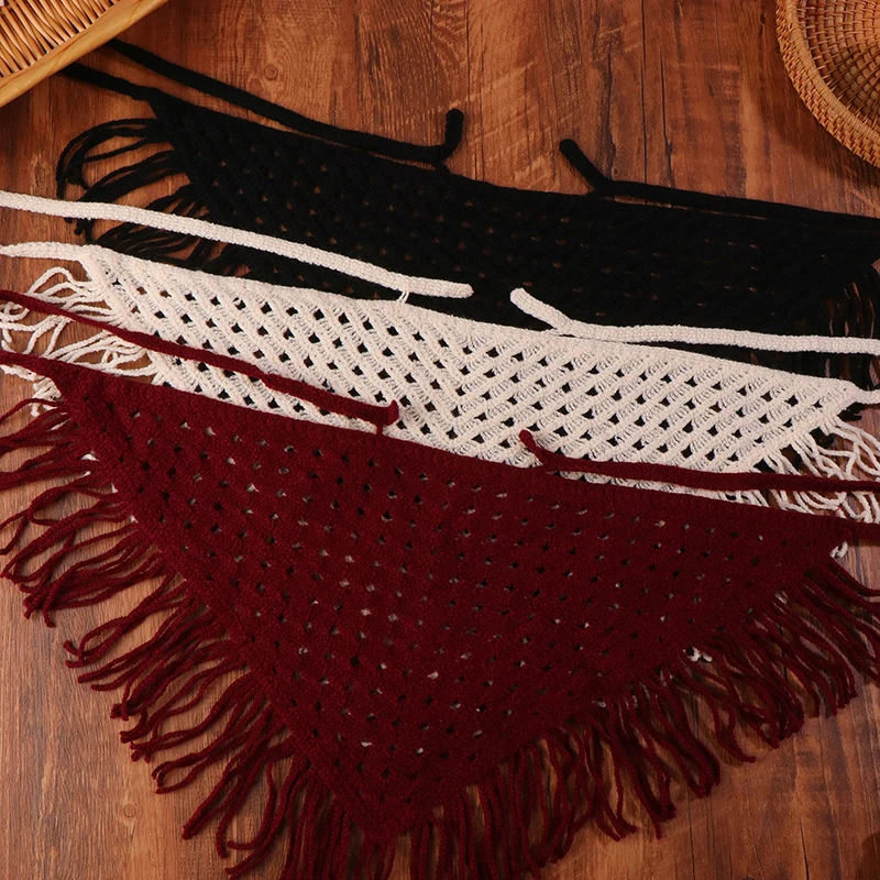 Y2K Hollow-Out Fringe Triangle Schal für Damen, Frühling, verstellbares Layering-Accessoire, vielseitiges Taillen- und Hüftwickel-Mode-Bandana – Detail 14