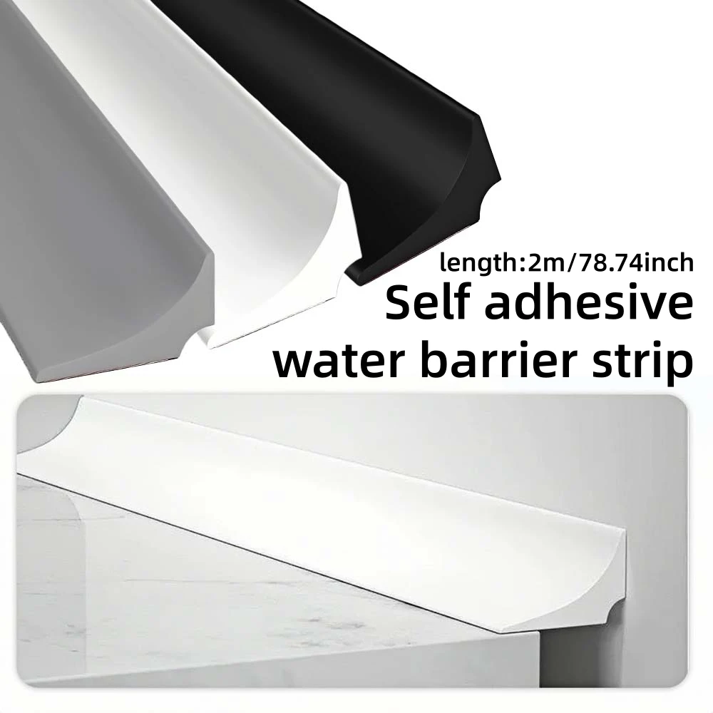 1PC 2mx2.5cm Self-adhesive Silicone Waterproof Strip, Self-adhesive Splash Guard, Self-adhesive Shower Angle Splash Guard Strip