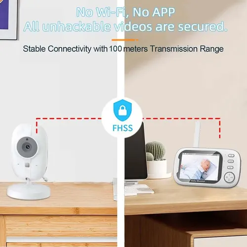 Imagen 2 del producto Monitor de vídeo para bebé de 3,5 pulgadas, 2,4G, Audio bidireccional, habla, visión nocturna, cámaras de seguridad, cámara de videovigilancia con temperatura