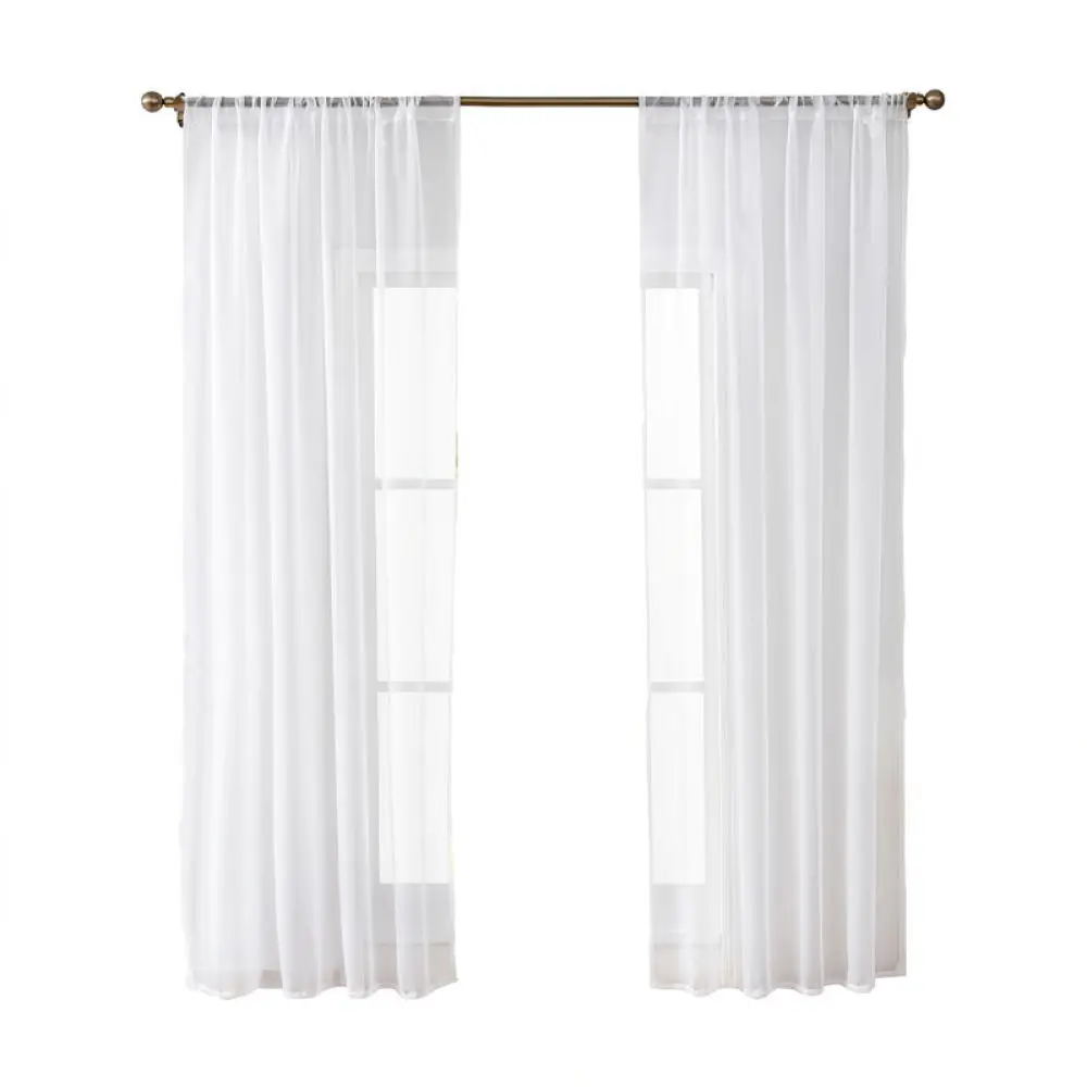 Soft Light Filtering Sheer Curtains Solid Color Polyester Drapes For Modern Living Room Bedroom Window Treatments