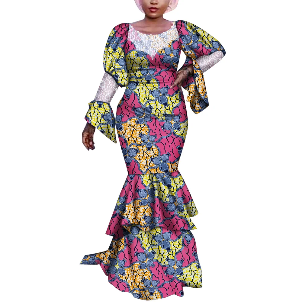فساتين أفريقية للنساء فستان حورية البحر طويل مطبوع عليه شمع أفريقي لملابس الحفلات فستان ماكسي أنقرة فام أفريقي WY6996 #1