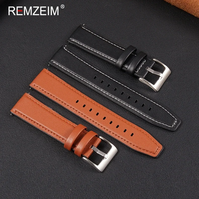 Men\'s Business Sports Silicone & Leather Quick Release Smartwatch Strap 20mm 22mm Universal Bracelet Watch Accessories