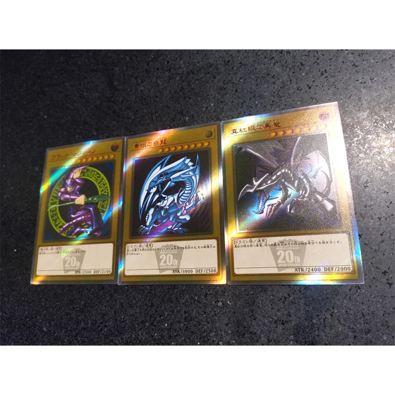 3Pcs/set Yu-Gi-Oh! Blue-Eyes White Dragon DIY Homemade Flash Card Christmas Birthday Gift Game Toys Collection Card