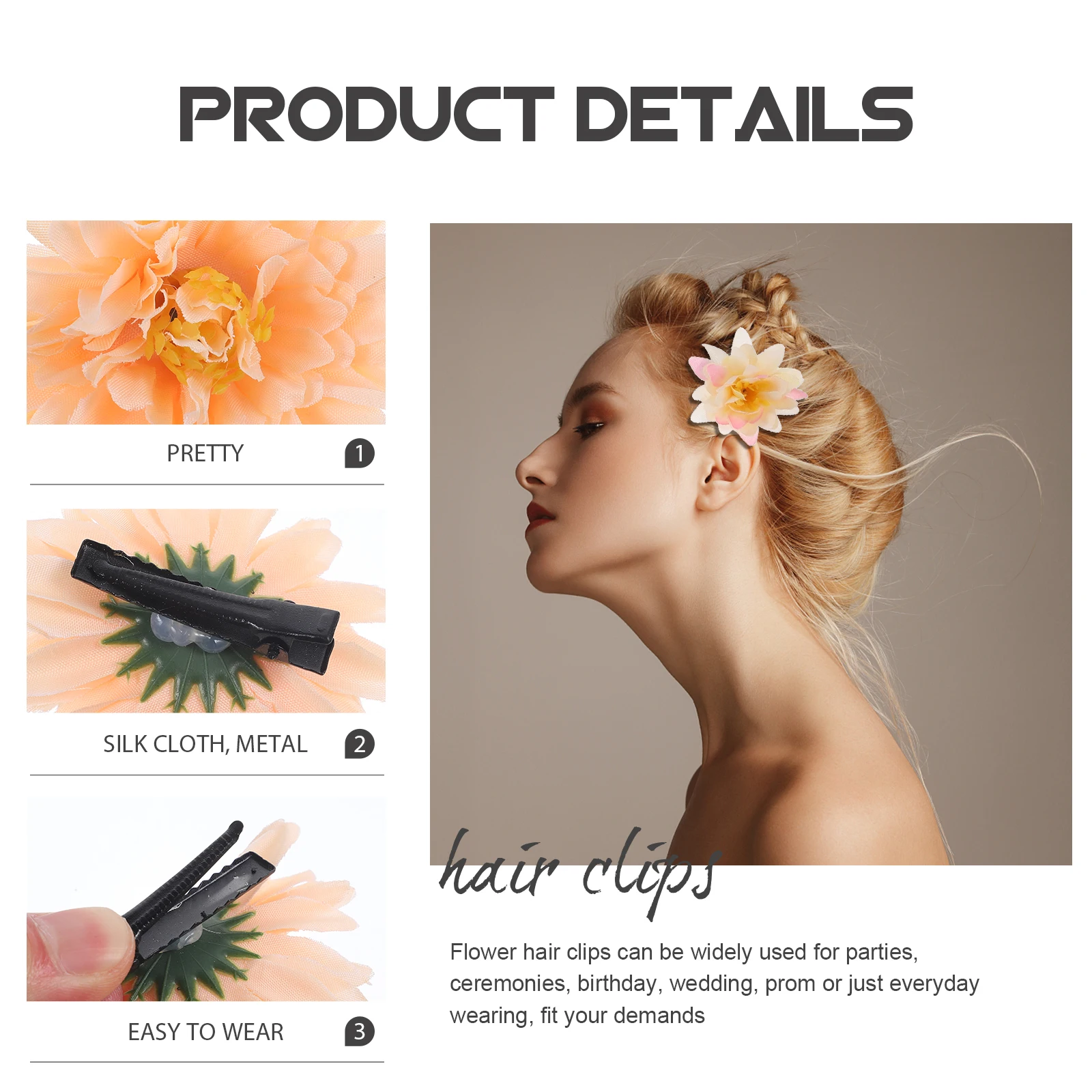 

20pcs Flower Clips Women Hairpins Small Cute Accessories Girls Vintage Floral Clips For Women Fashion Accessories For Thin