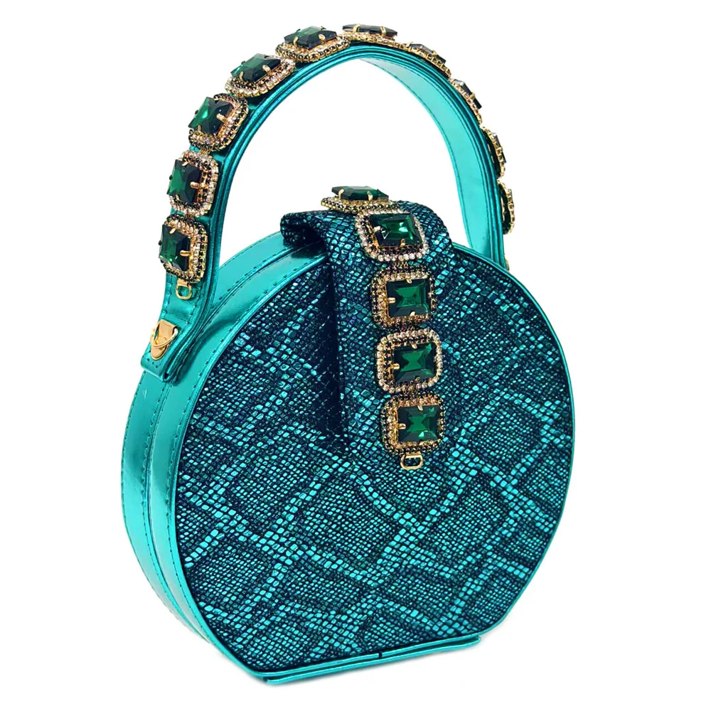 Venus chan cor verde apontou-toe sapatos de salto alto e bolsas conjunto para mulheres strass festa à noite elegante conjunto de bolsa de luxo