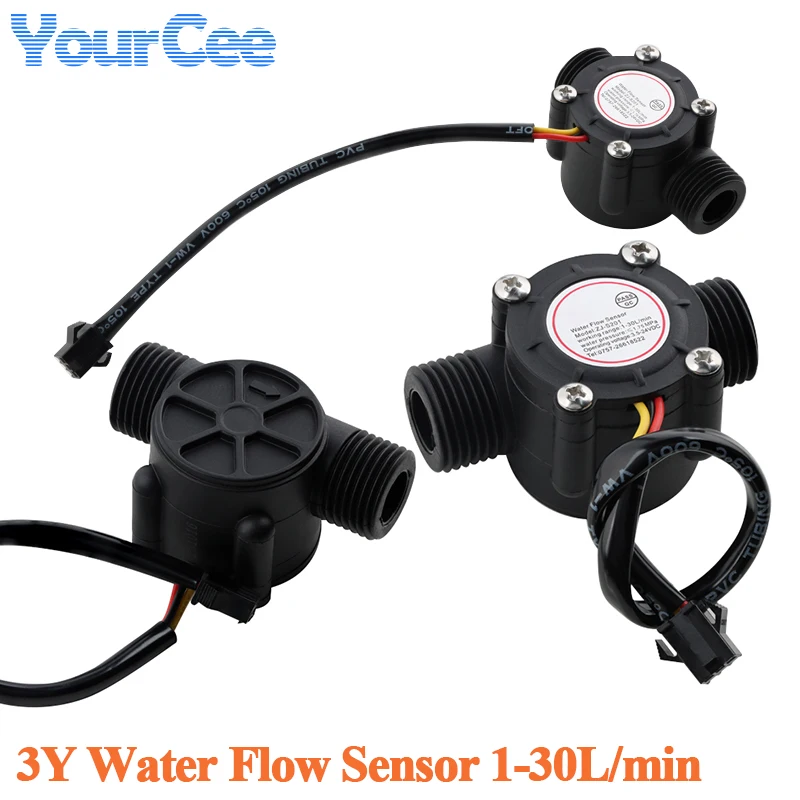 3Y Water Flow Sensor 1-30L/min Hall Flowmeter Sensor Control Liquid Flowmeter Measure Instrument 2.0MPa YF-S201 for Arduino
