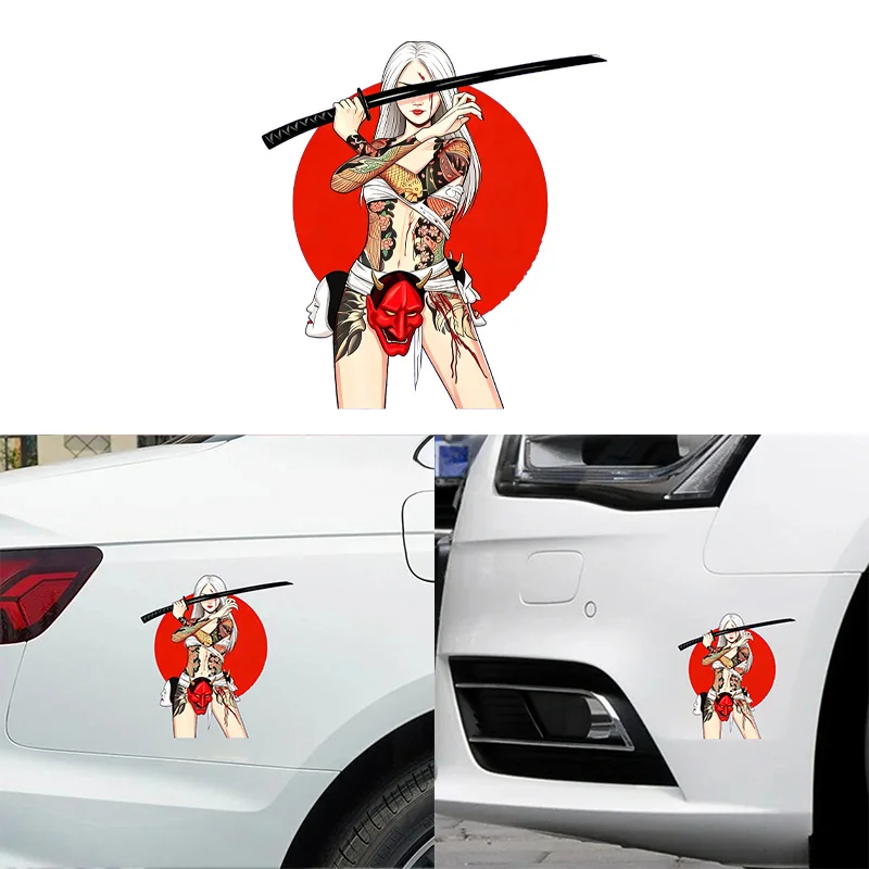 Samurai Ghost Girl Vinyl Car Stickers, PVC Stickers, Used for Car, Motorcycle, Helmet, Laptop Decoration