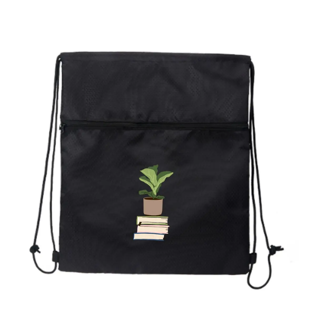 

Рослина в горшке на книгах Иллюстрация Легкий рюкзак на шнурке для мужчин и женщин Сумка на молнии