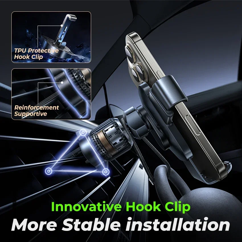 LISEN Nuovo arrivo Lega di alluminio Gravity 360 °   Supporto per telefono per presa d'aria per auto Mini design stabile anti-vibrazione per iPhone