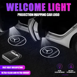 2PCS LED Car Door Wireless HD Lamps Laser Projector Welcome Light For Mercedes Benz AMG A B C D M S R G Class GLK GLA CLA GLB