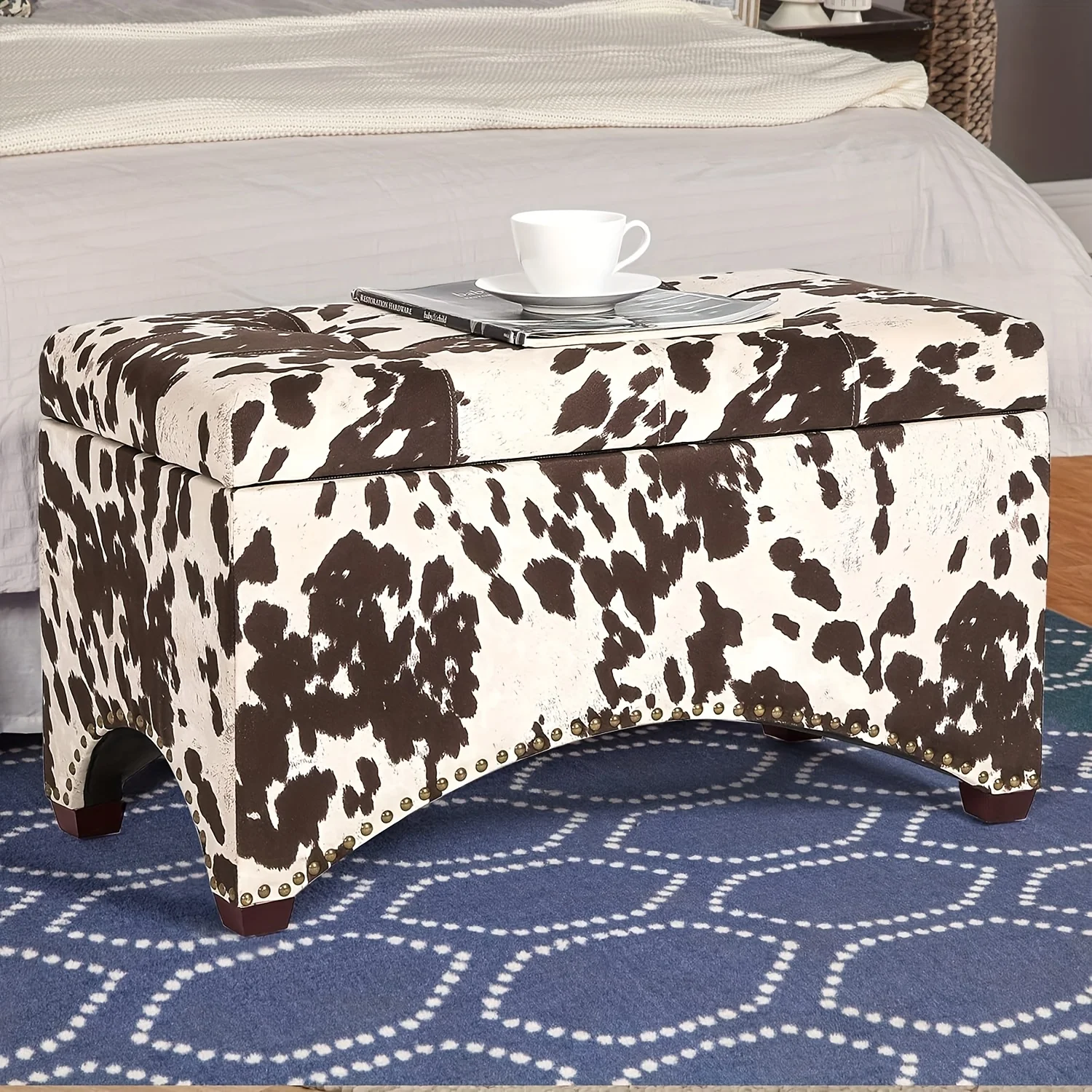 

"29.8" Rectangular Lift-Top Storage Ottoman Bench With Velvet Upholstery And Foam Padded Seat