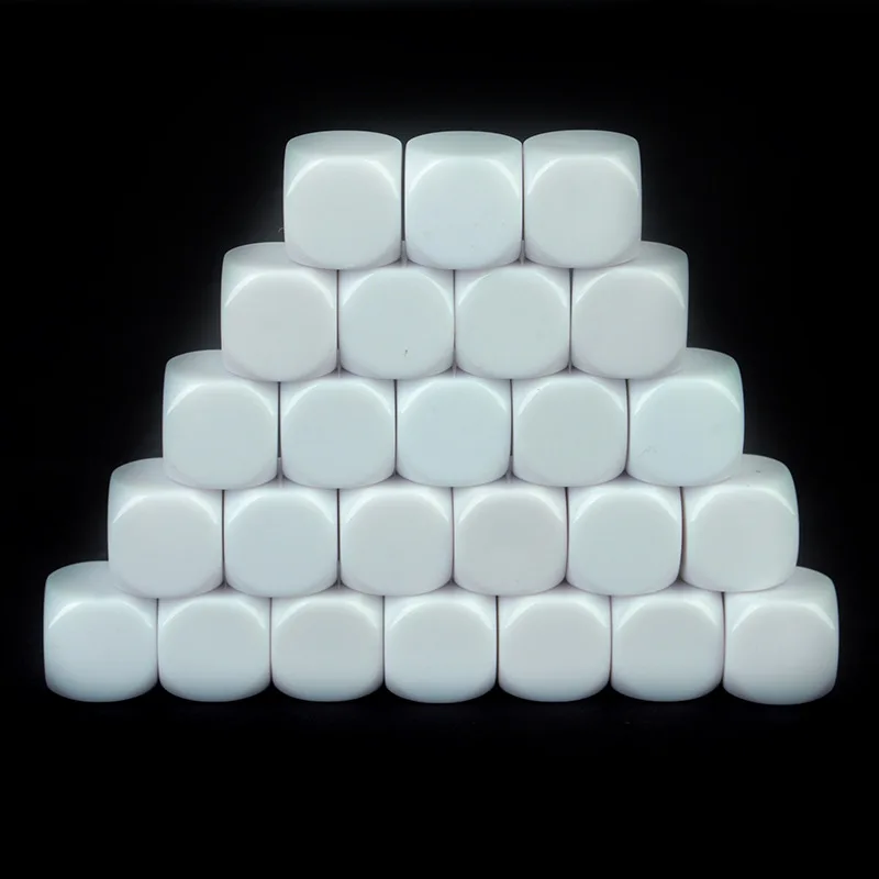 10Pcs 18mm D6 Round Corner Empty Acrylic White Blank Dice For DIY Board Game Write Painting Graffiti Props Educational Toys Tool