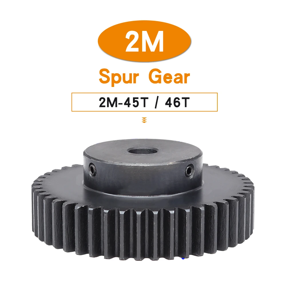 Transmission Gear 2M45Teeth 46Teeth Bore 12 mm Gear Wheel Blackening SC45#Carbon Steel Teeth Height 20 mm  Gear 45T 46T