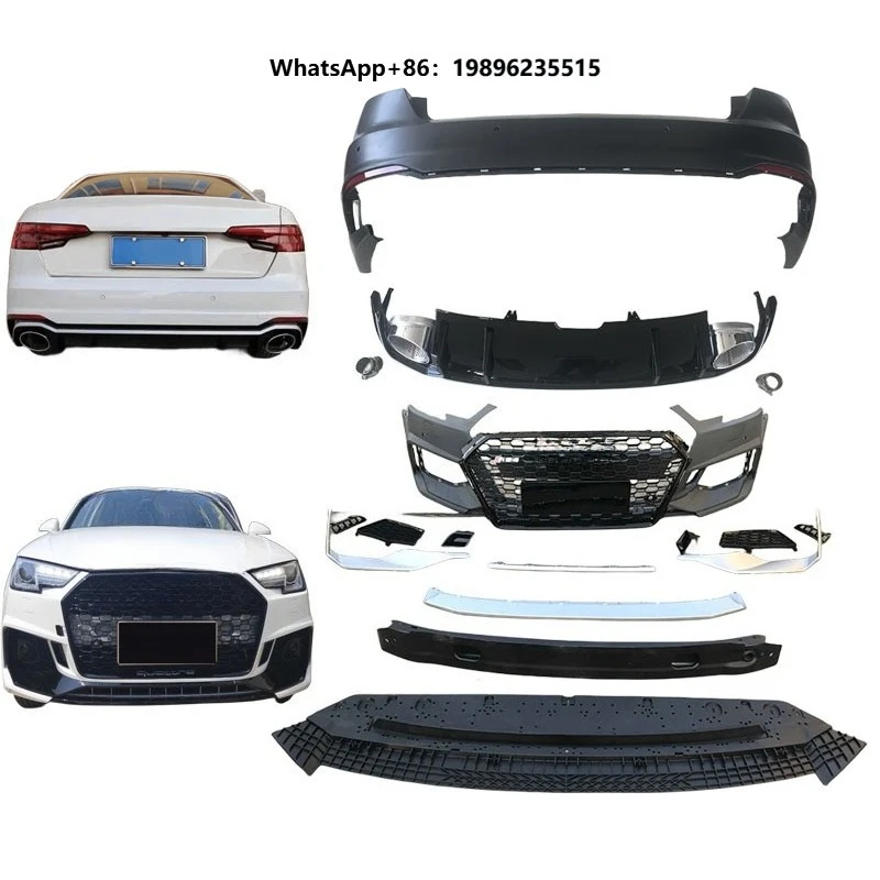 2017-2019 Conversion Car Bumper Rear Diffuser Exhaust Pipe Grille Bodykit for A4 Upgrade to Body Kit