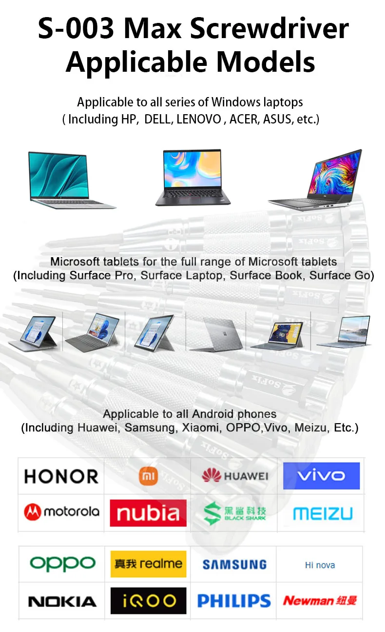 مفك براغي S-003Max لهاتف Android Mac Microsoft أداة إصلاح أجهزة الكمبيوتر المحمولة التي تعمل بنظام Windows